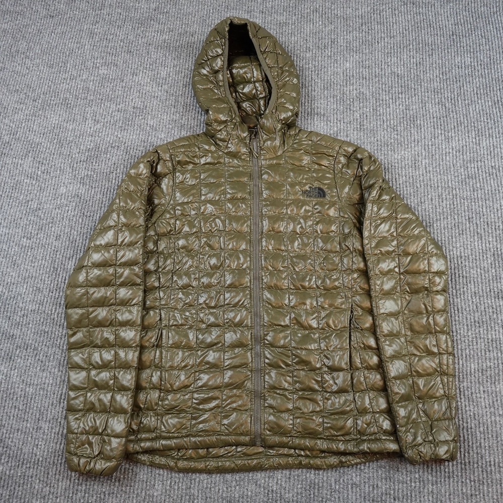 The North Face ThermoBall Eco Jacket Womens Small Green Hooded Puffer Full Zip